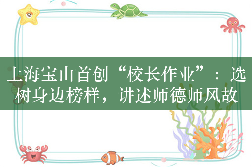 上海宝山首创“校长作业”：选树身边榜样，讲述师德师风故事