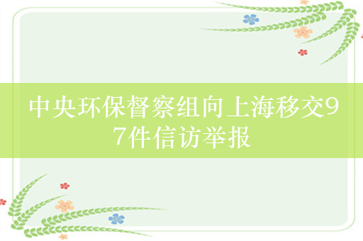 中央环保督察组向上海移交97件信访举报